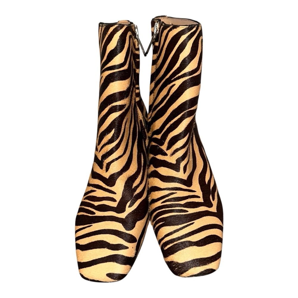 Sam Edelman Lizzo Tiger Print Martini Heel Boot Calf Hair Women's Size 5 NWOB